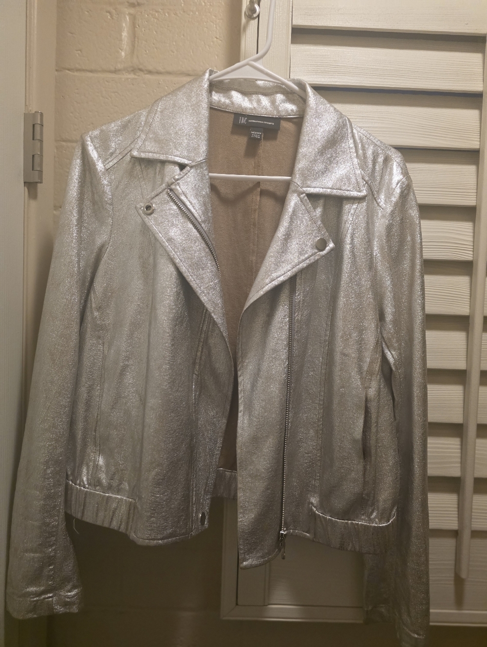 INC . Silver Moto Jacket - Medium